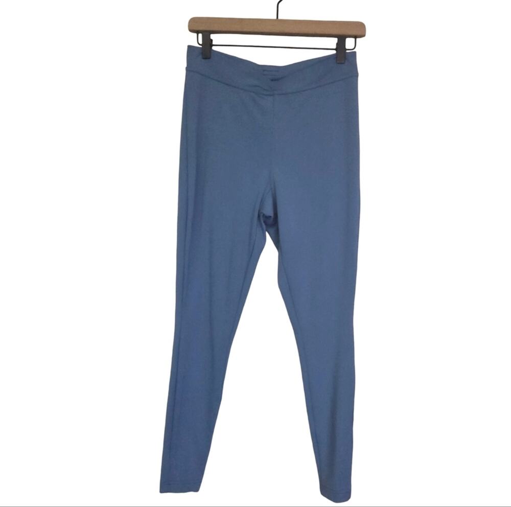 Vintage Athleta MEDIUM Y2K Criss Cross V Waist Coolmax Leggings Blue